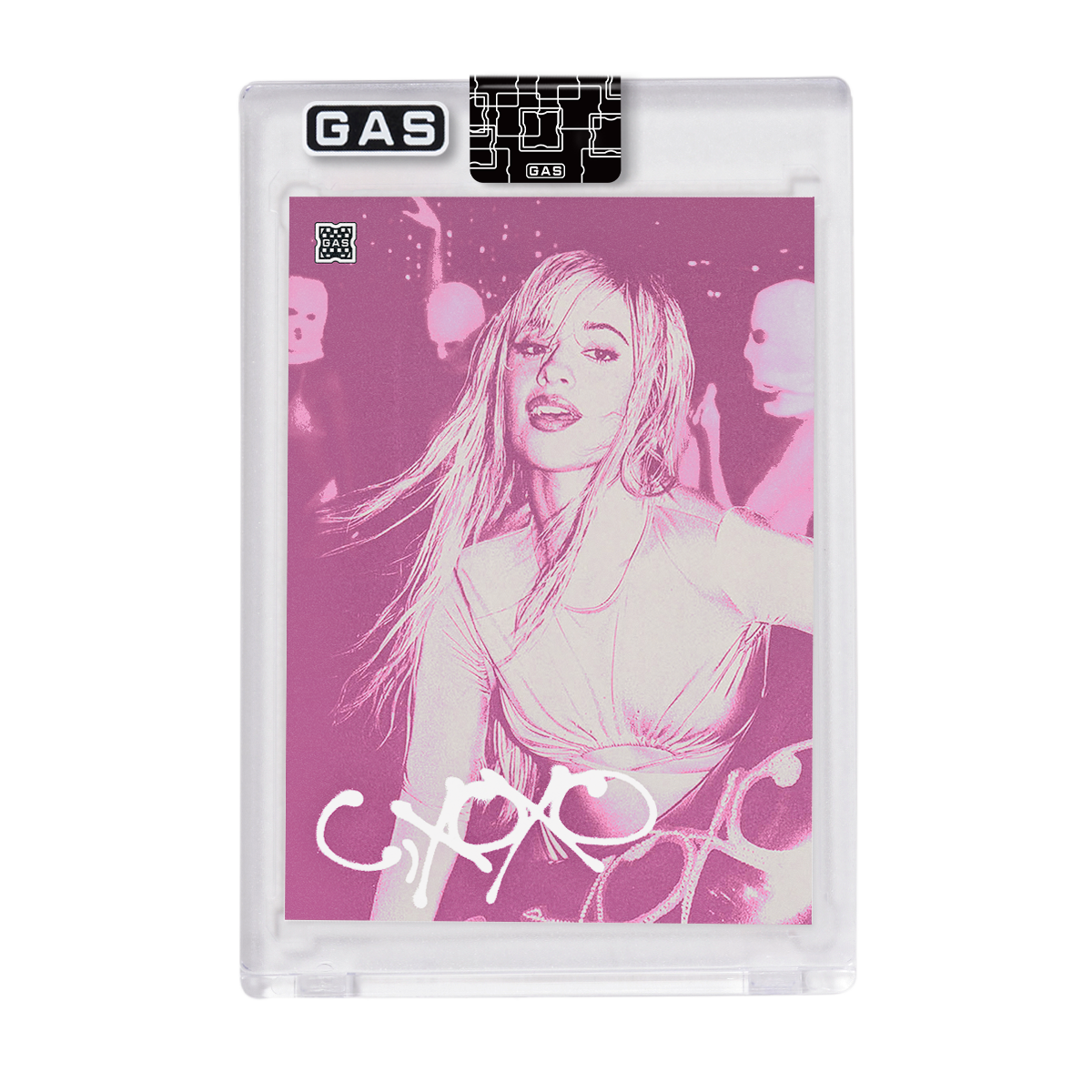 C,XOXO GAS TRADING CARD FRONT HOT PINK
